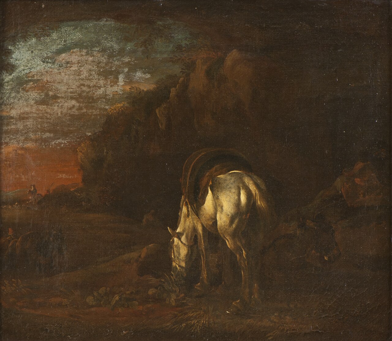 Landscape with a White Horse Grazing by Michelangelo Cerquozzi