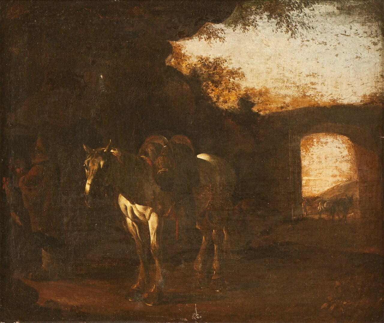Landscape with Ruins and a Saddled White Horse by Michelangelo Cerquozzi