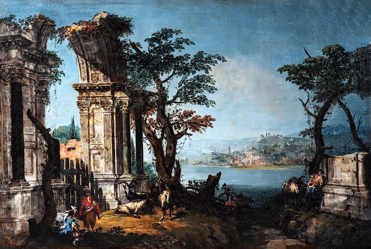 Capriccio with Classical Arch and Goats by Michele Marieschi