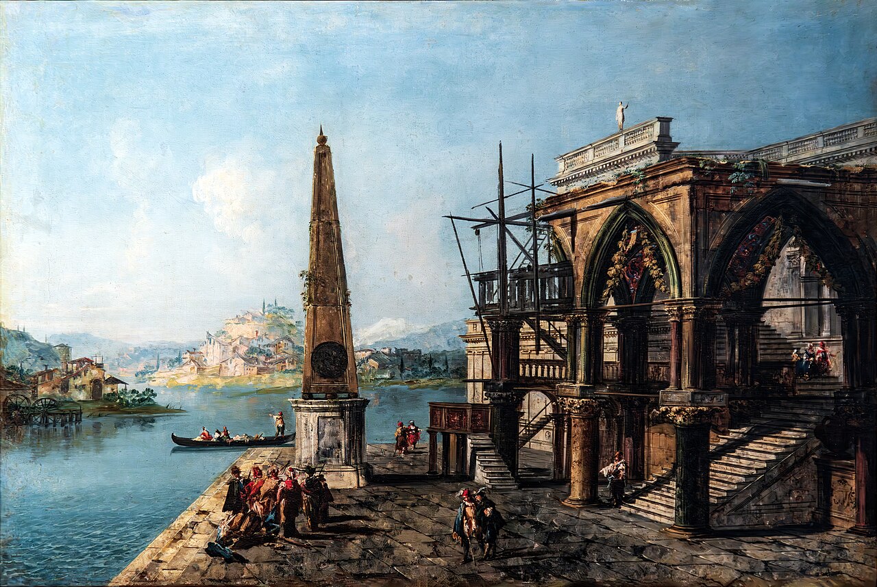 Capriccio with Gothic Building and Obelisk by Michele Marieschi