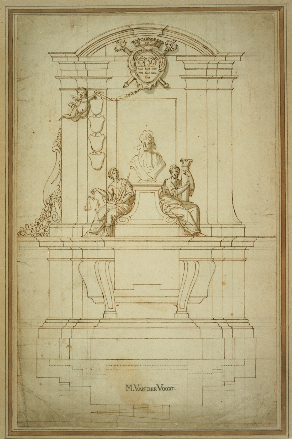 Design for the gravestone of Albert de Coxie in the Church of the Dominicans in Brussels by Michiel van der Voort (I)