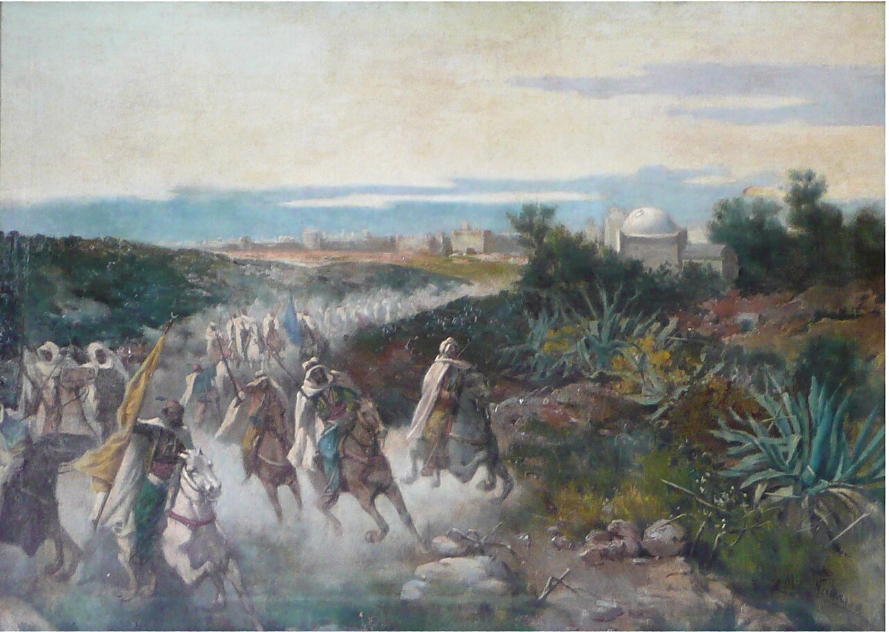 Moors running the gunpowder by Miguel Navarro Cañizares