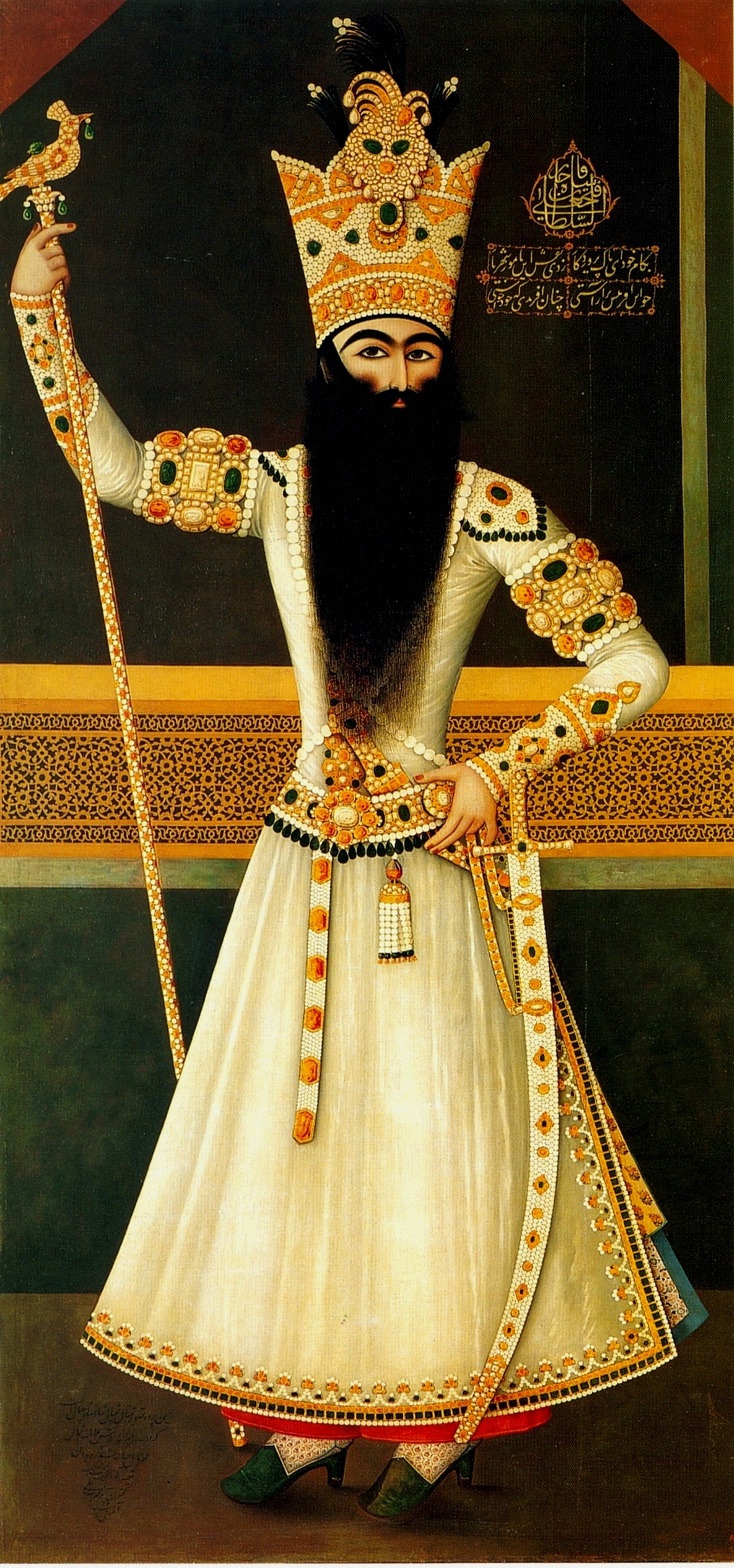 Portrait of Fath Ali Shah Standing by Mihr 'Ali