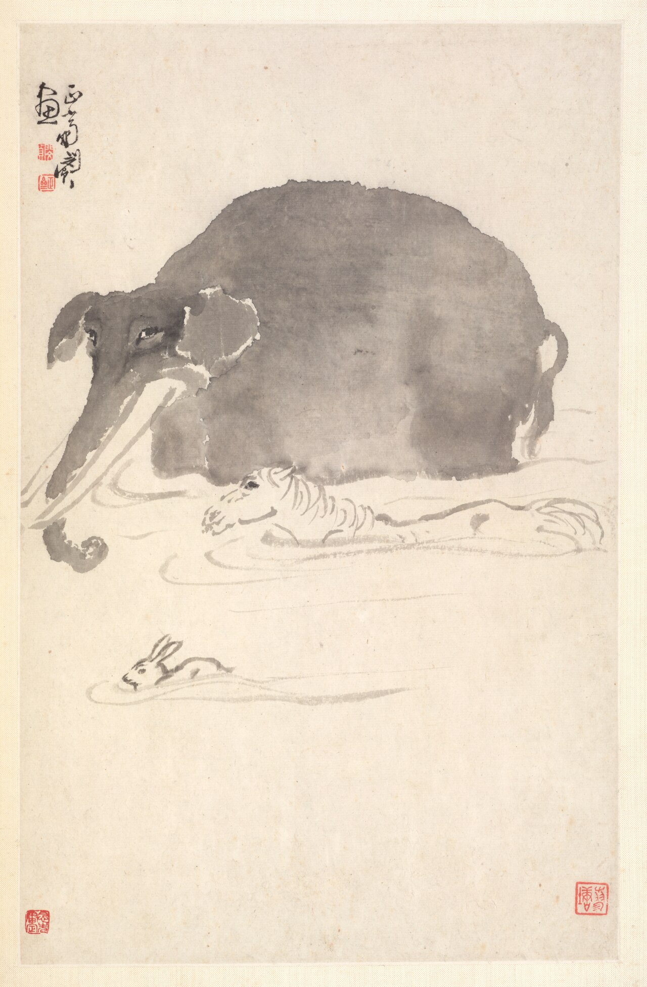Elephant, Horse, and Hare by Min Zhen
