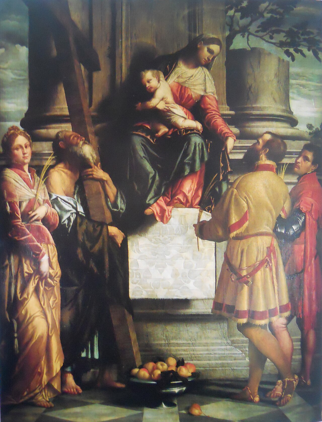 Madonna enthroned with child with saints by Moretto da Brescia