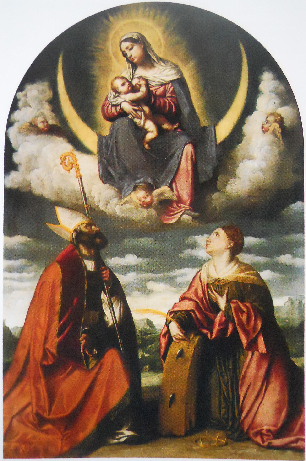 Madonna with child in glory with Saints Martin and Catherine by Moretto da Brescia