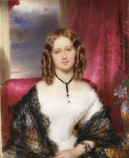 Miniature of Aleksandra Potocka (1818-1892). by Moritz Michael Daffinger