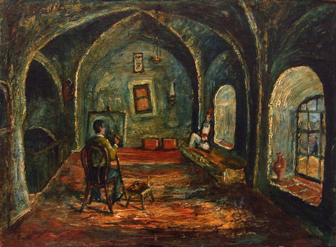 Castel in his Safed studio (1940) by Moshe Castel