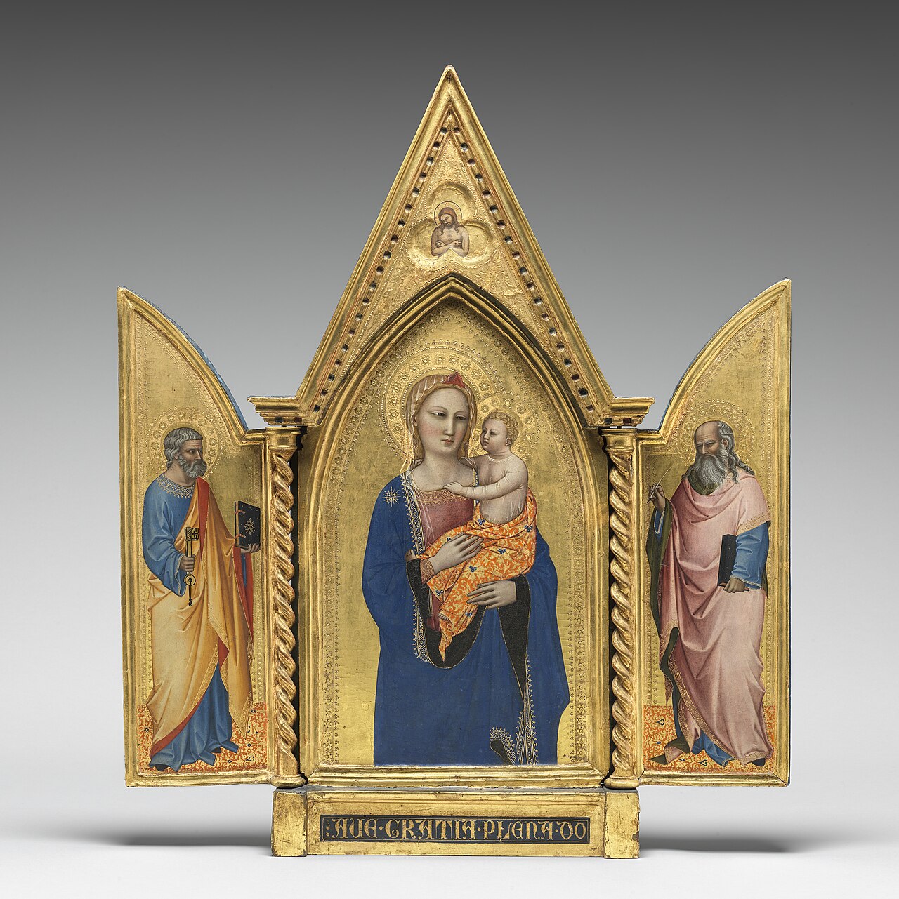 Madonna and Child, with Saints Peter and John the Evangelist, and Man of Sorrows Triptych by Nardo di Cione