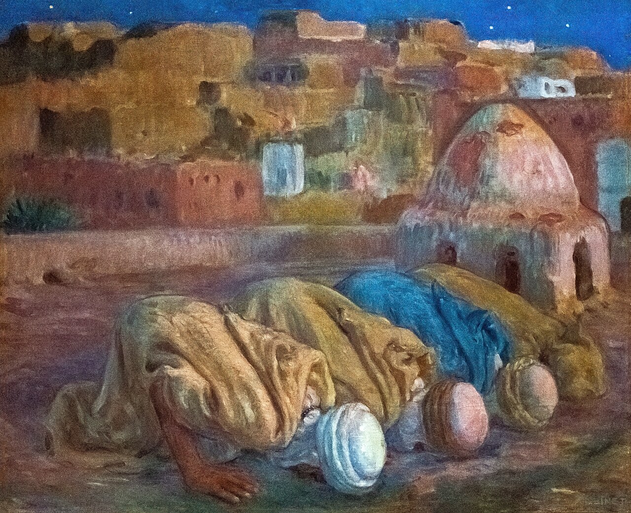 Prayer on a terrace in Bou-Saada by Nasreddine Dinet