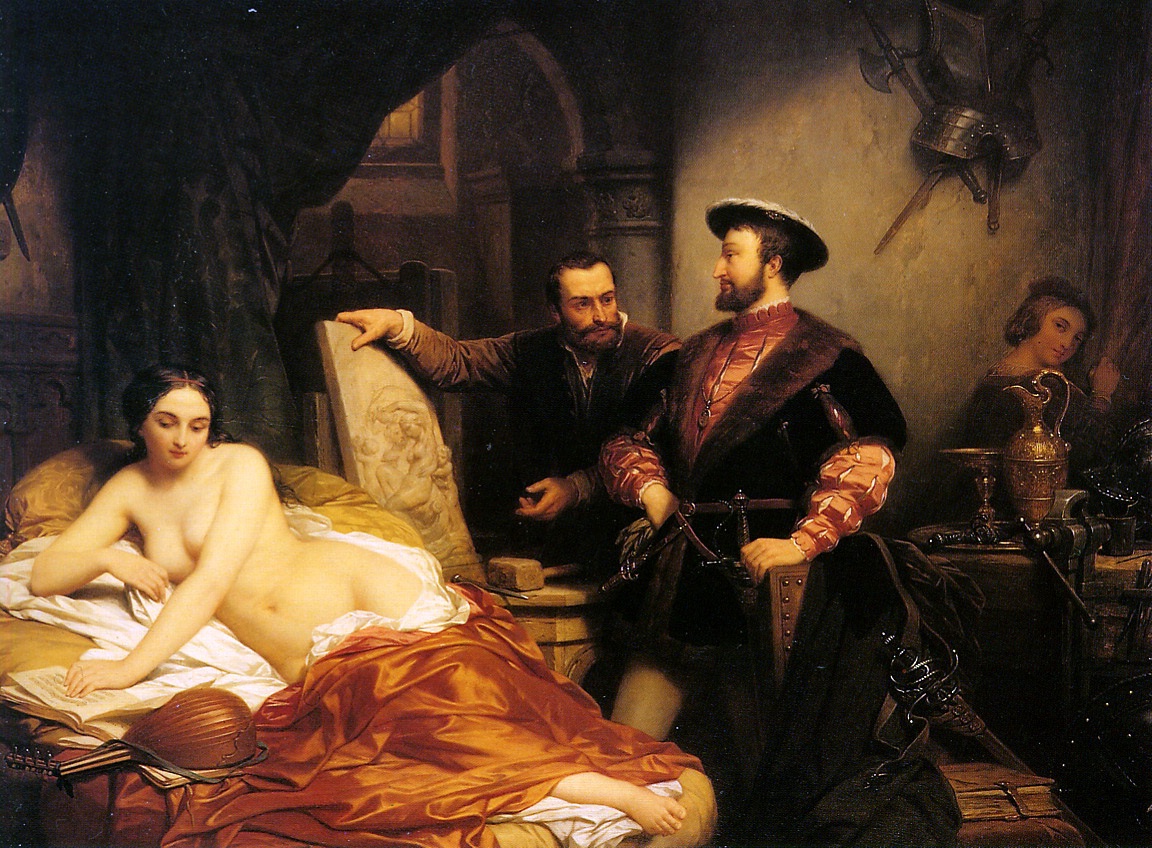 François Ier visiting Benvenuto Cellini's workshop while he were workkin on a woman model by Nicaise de Keyser