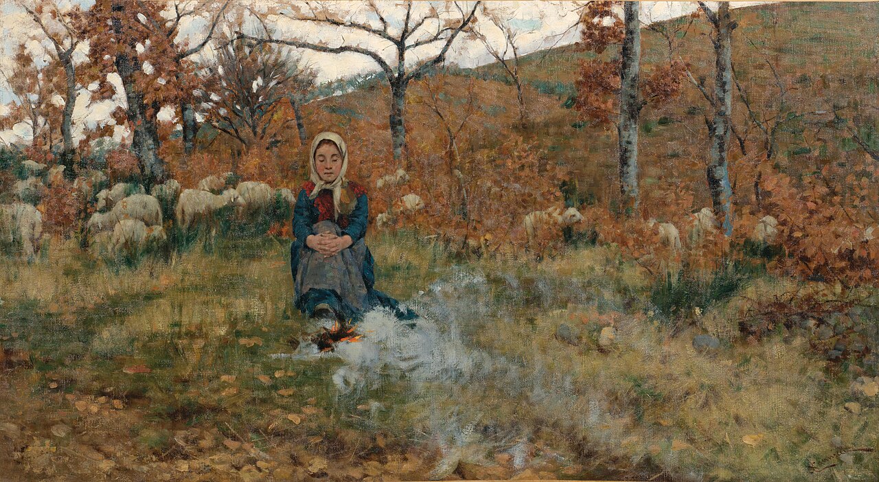 A shepherdess with her flock by Niccolò Cannicci