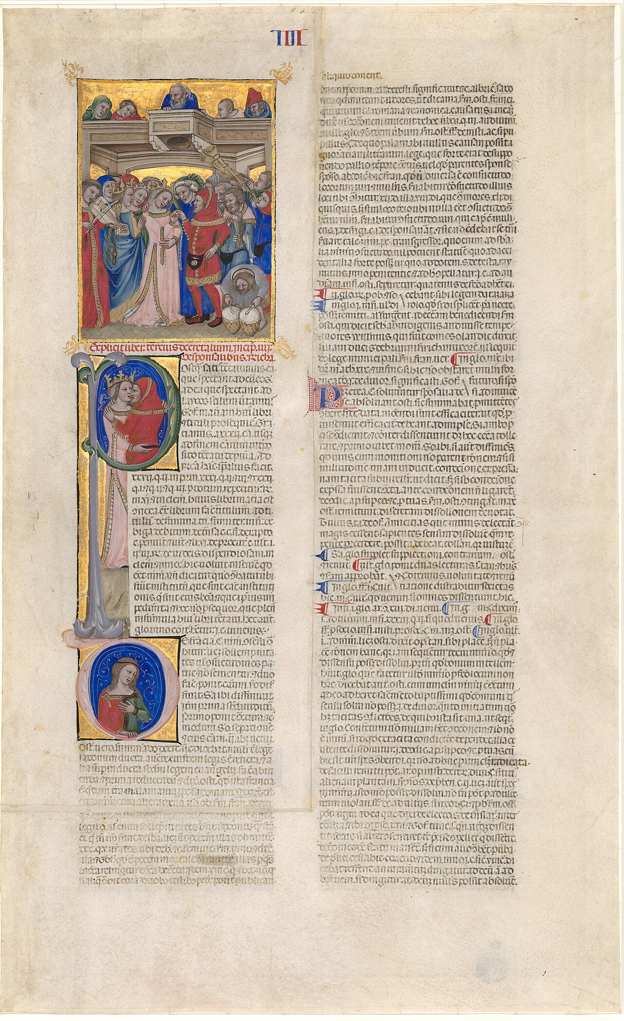 The Marriage; the Kiss of the Bride (initial P); the Bride Abandoned (initial D) by Niccolò da Bologna