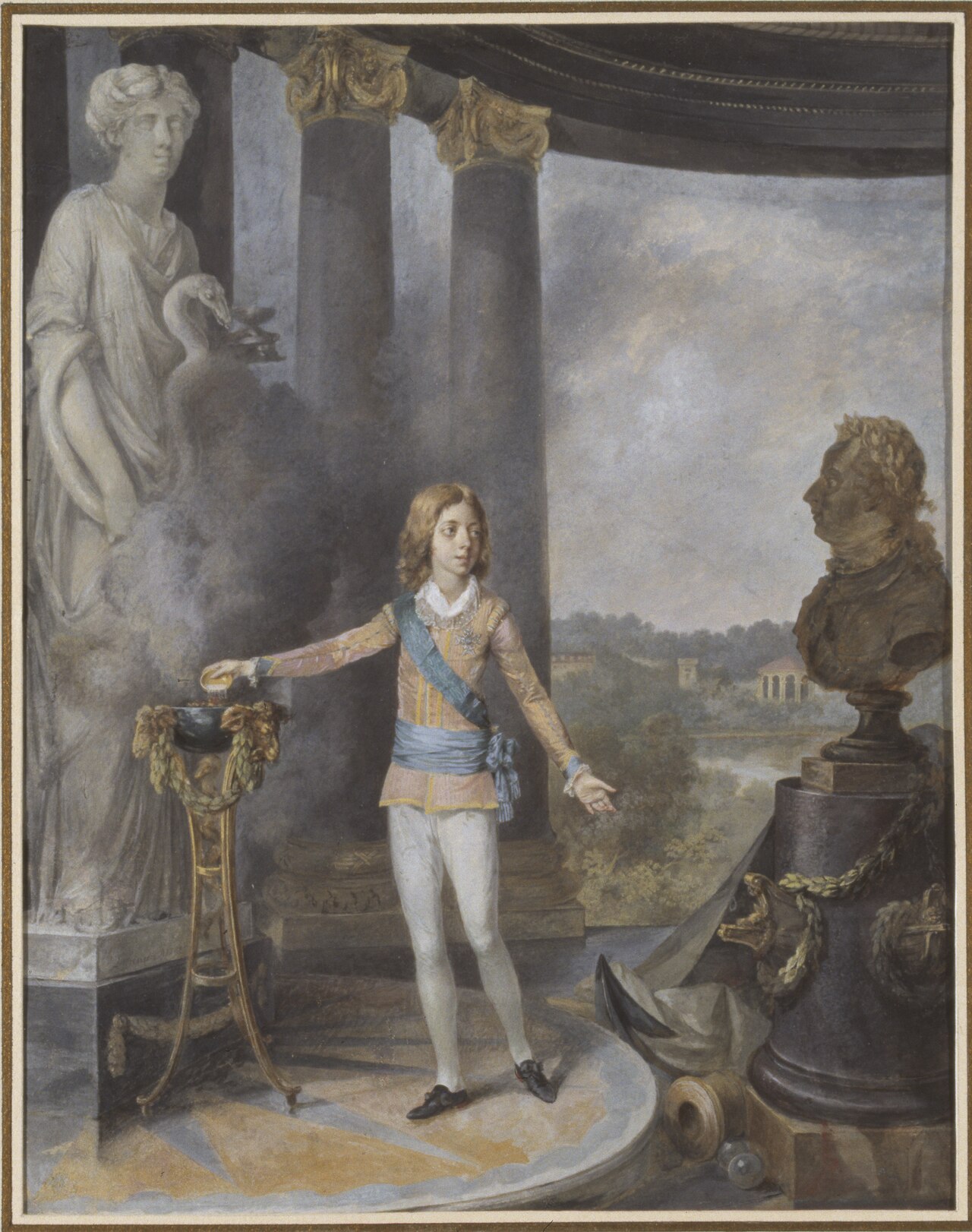 King Gustav IV Adolf of Sweden Sacrifices to Hygia for his Father's Health by Niclas Lafrensen