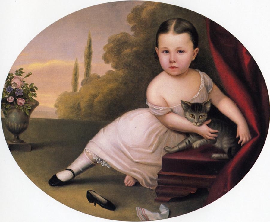 Young Girl with Cat by Nicola Marschall