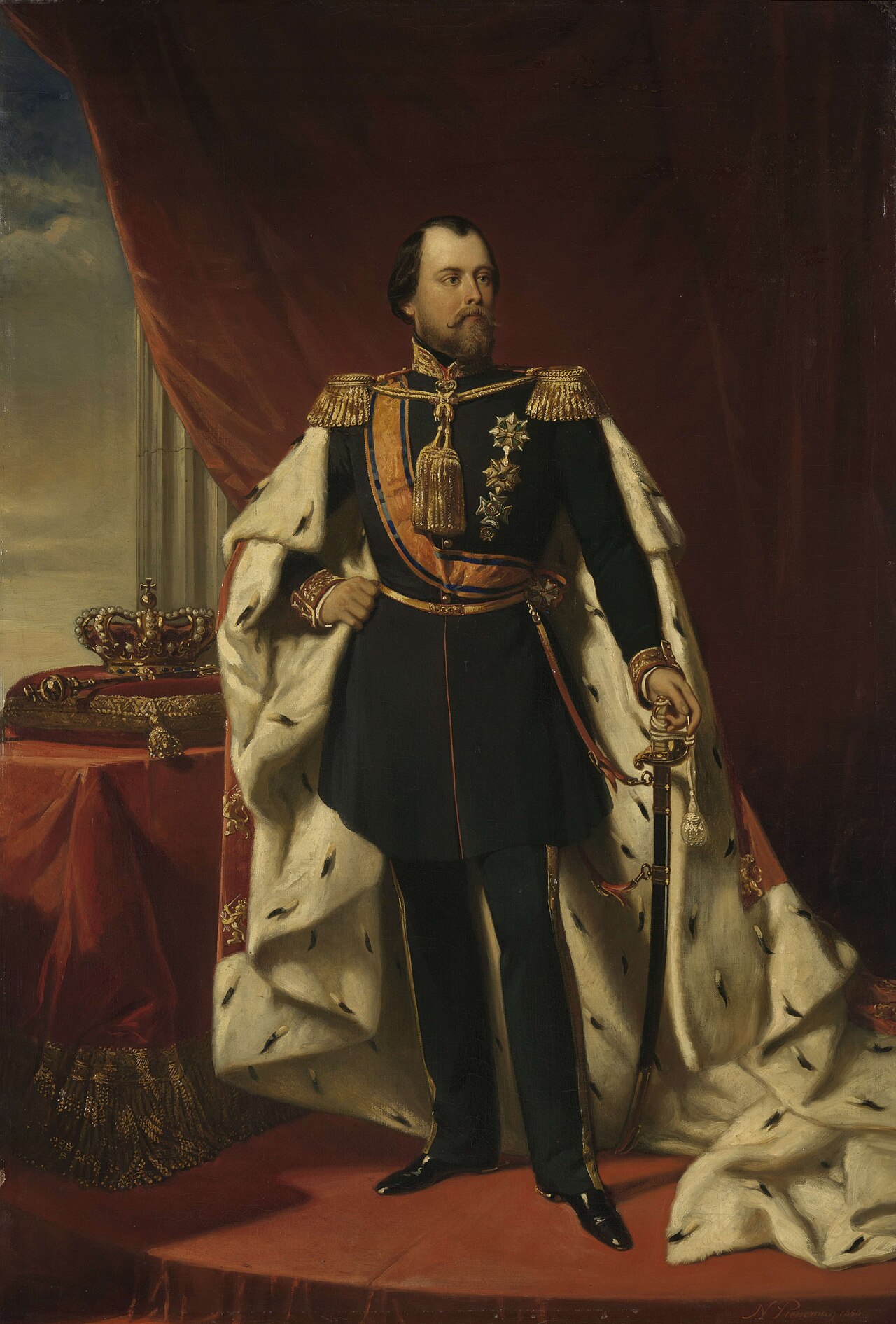 Portrait of William III, King of the Netherlands by Nicolaas Pieneman