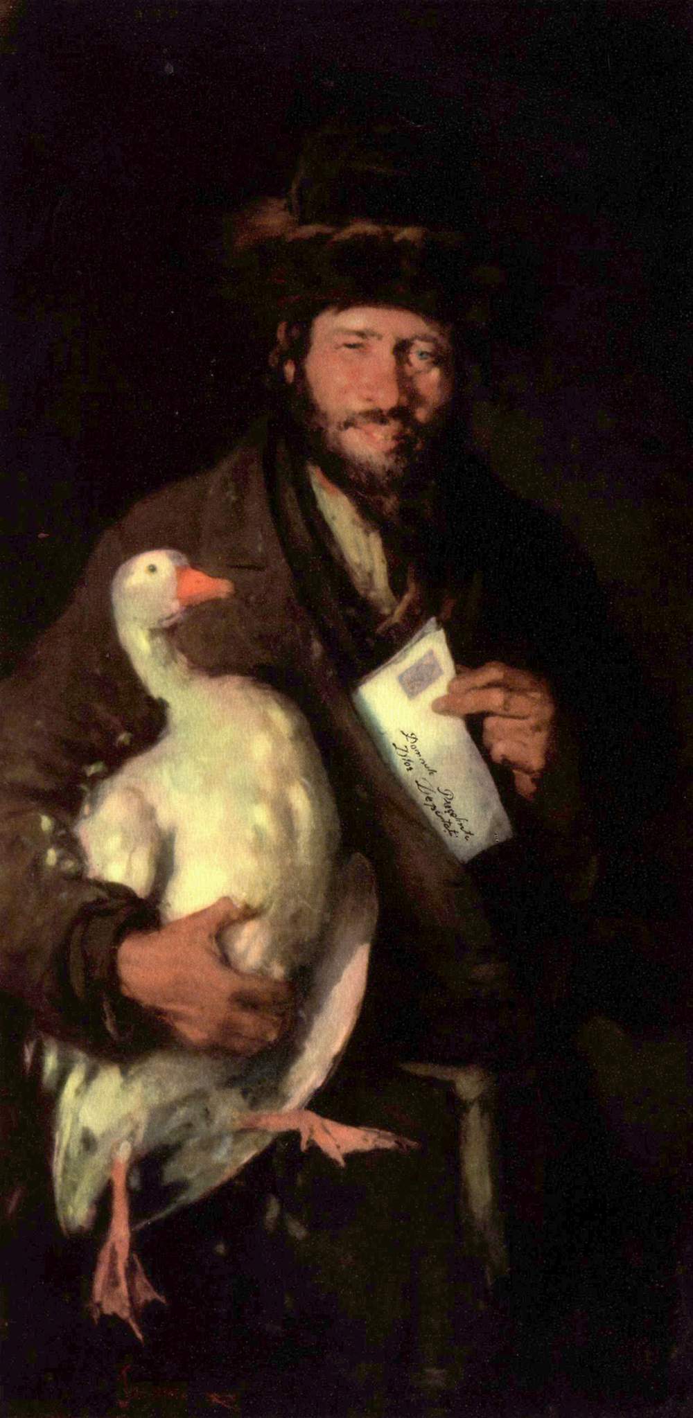 Jew with Goose - a Romanian Jew holding a petition and a goose for bribery by Nicolae Grigorescu