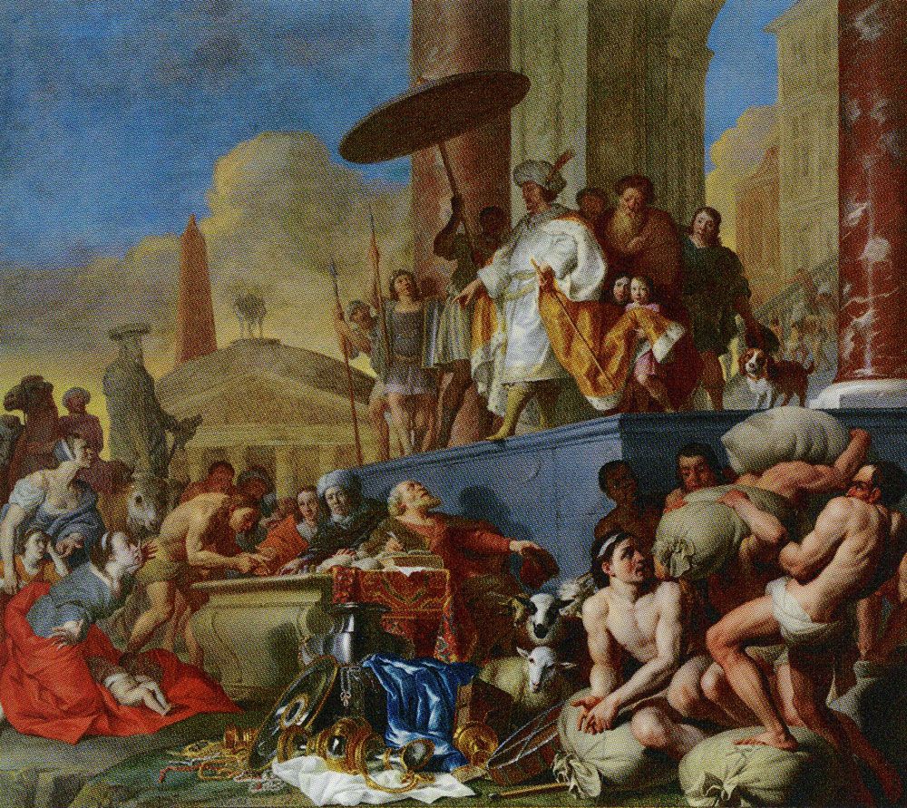 Joseph sells grain to the Egyptians by Nicolaes de Helt Stockade