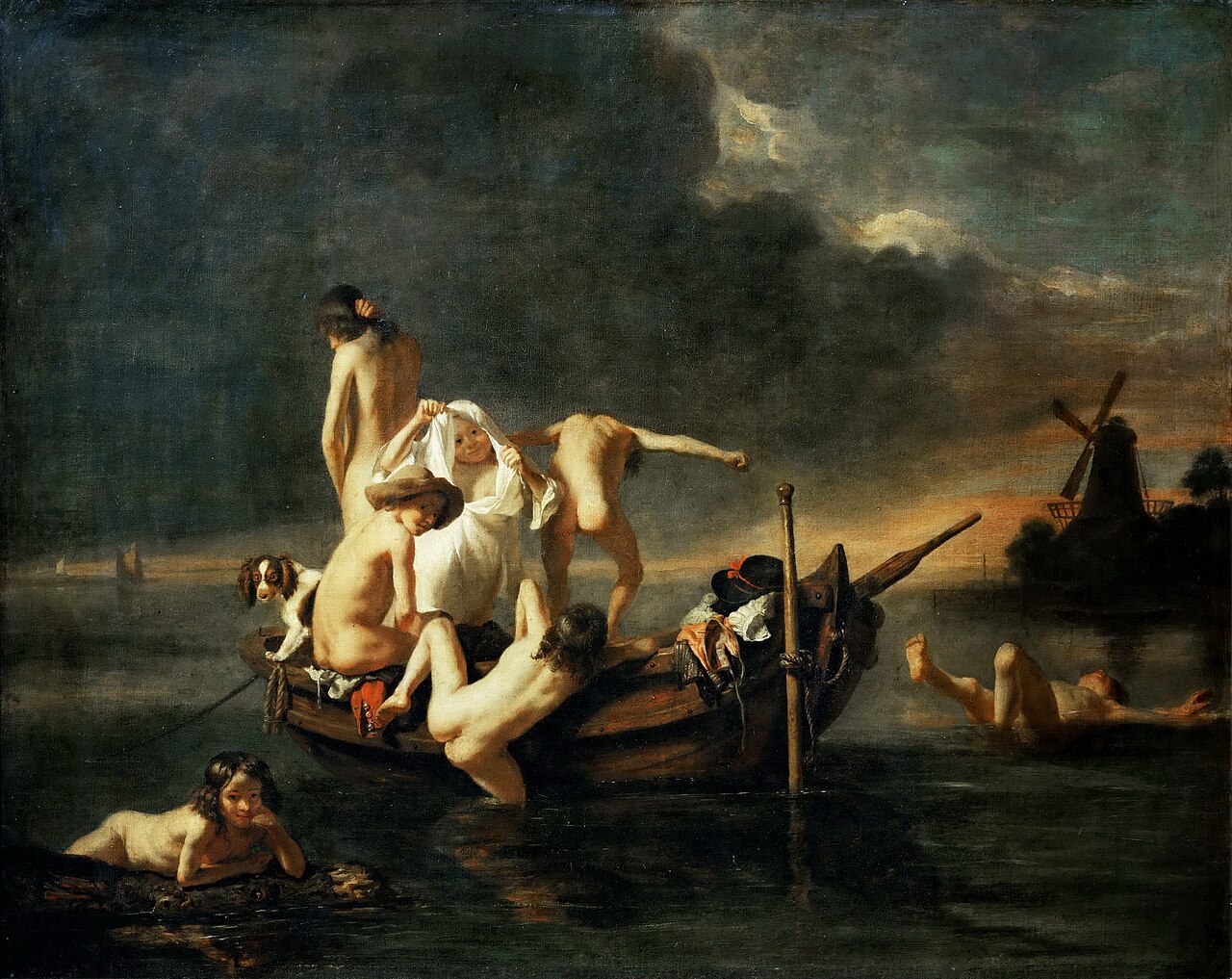Bathing children by Nicolaes Maes