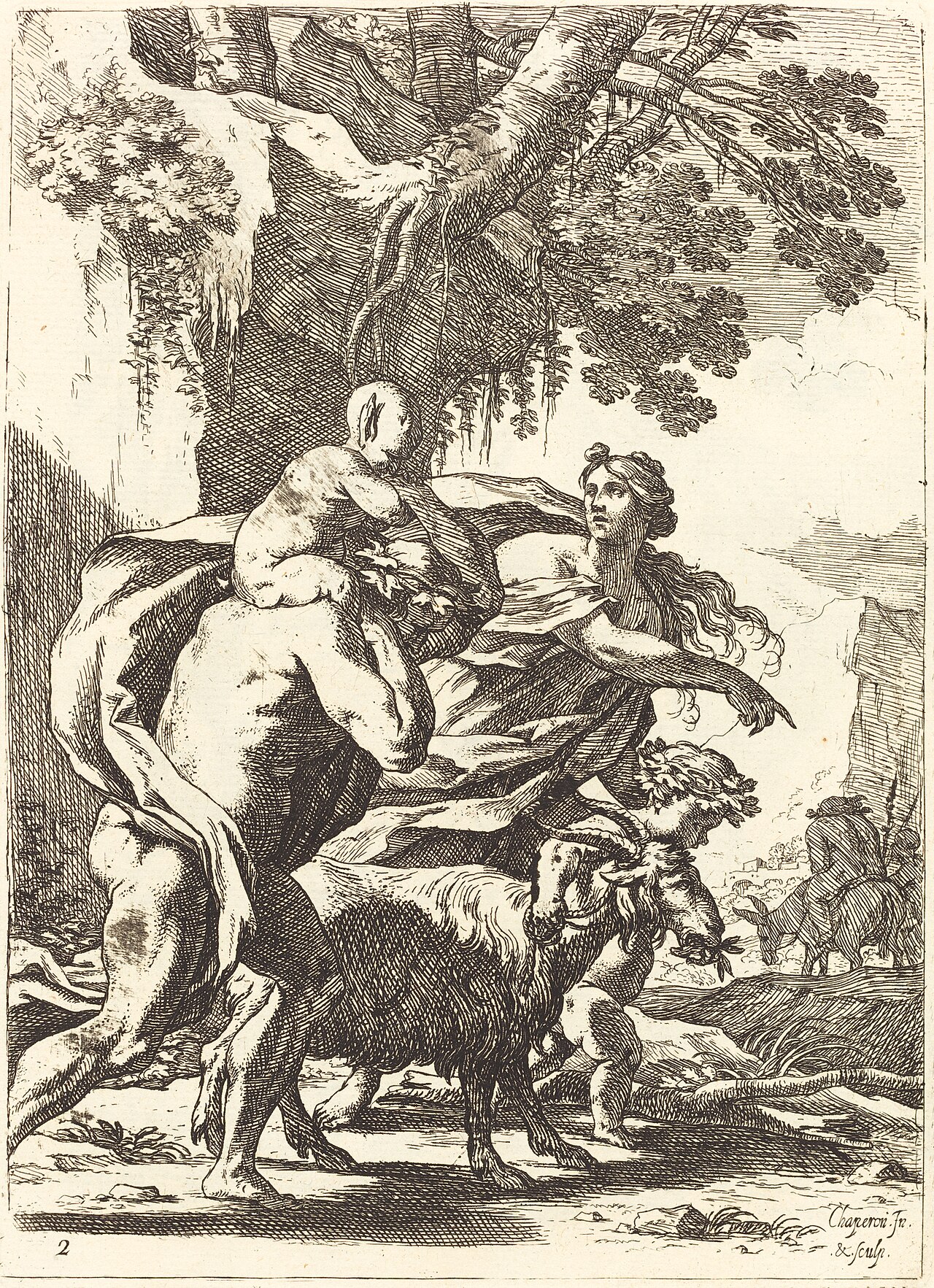 Faun and Bacchante with a Child by Nicolas Chaperon