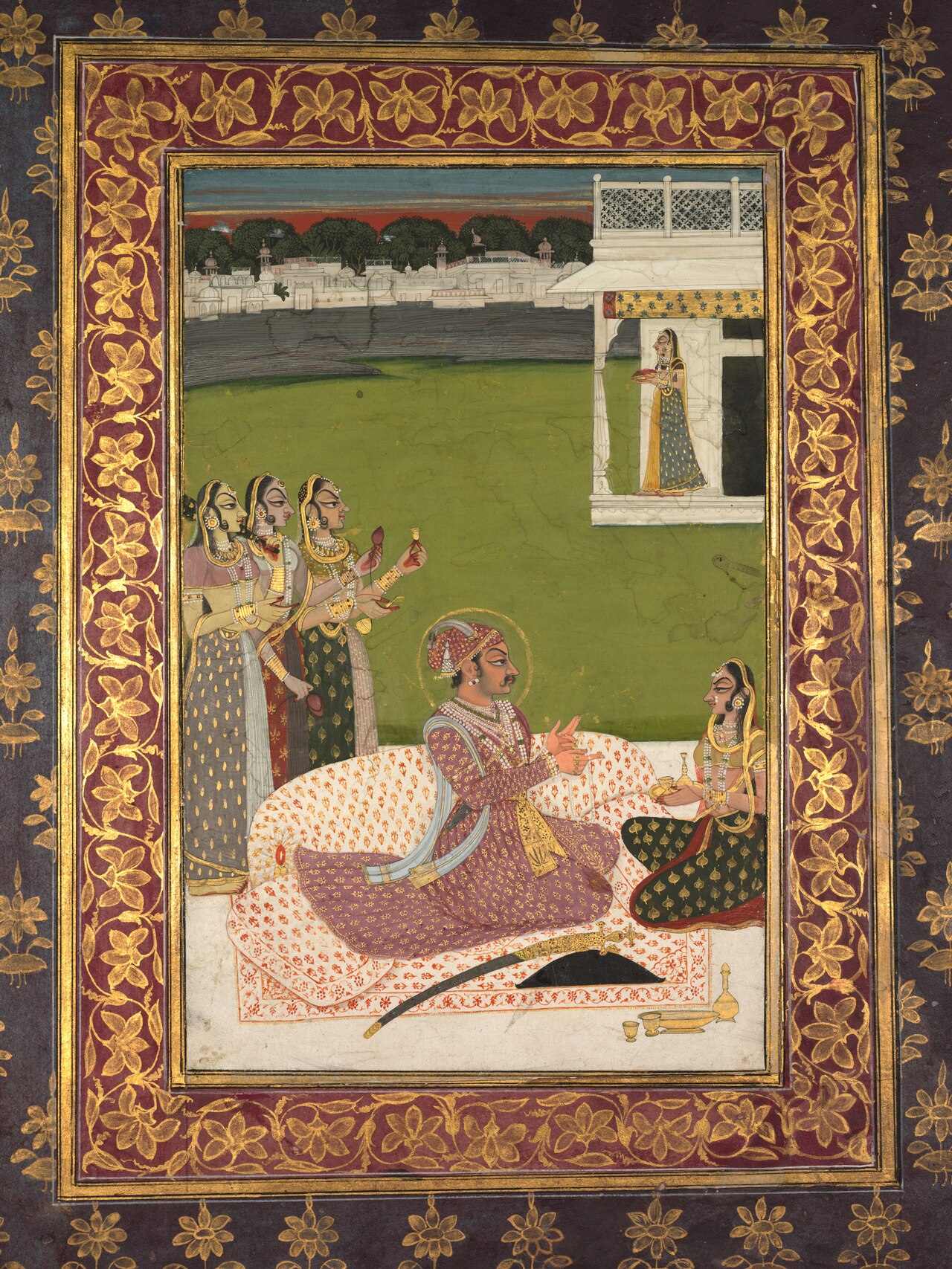 Portrait of Maharaja Savant Singh with Consort, Bani Thani by Nihâl Chand