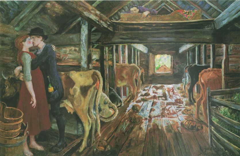 Cowshed Courting by Nikolai Astrup
