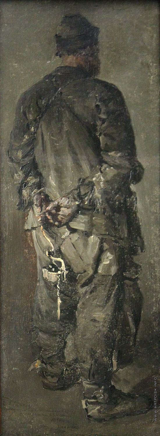 Miner holding a lamp by Nikolay Kasatkin