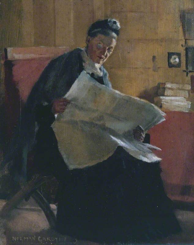 A Woman Reading a Newspaper by Norman Garstin