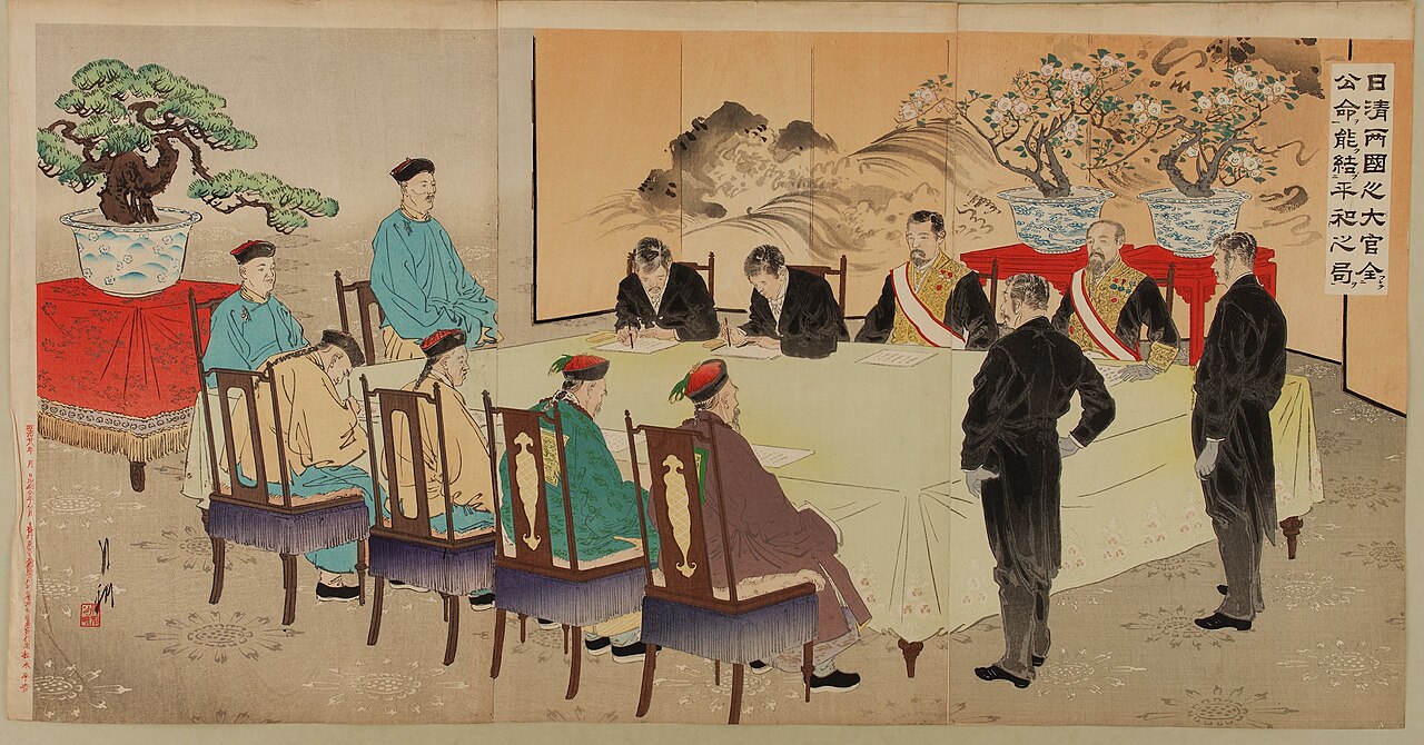 Ministers of the Two Nations, Japan and China, Settle the Peace Agreement by Ogata Gekkō
