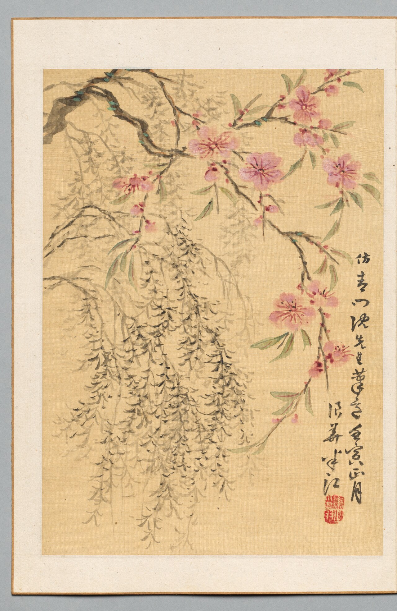 Peach Blossoms and Willows by Okada Hanko
