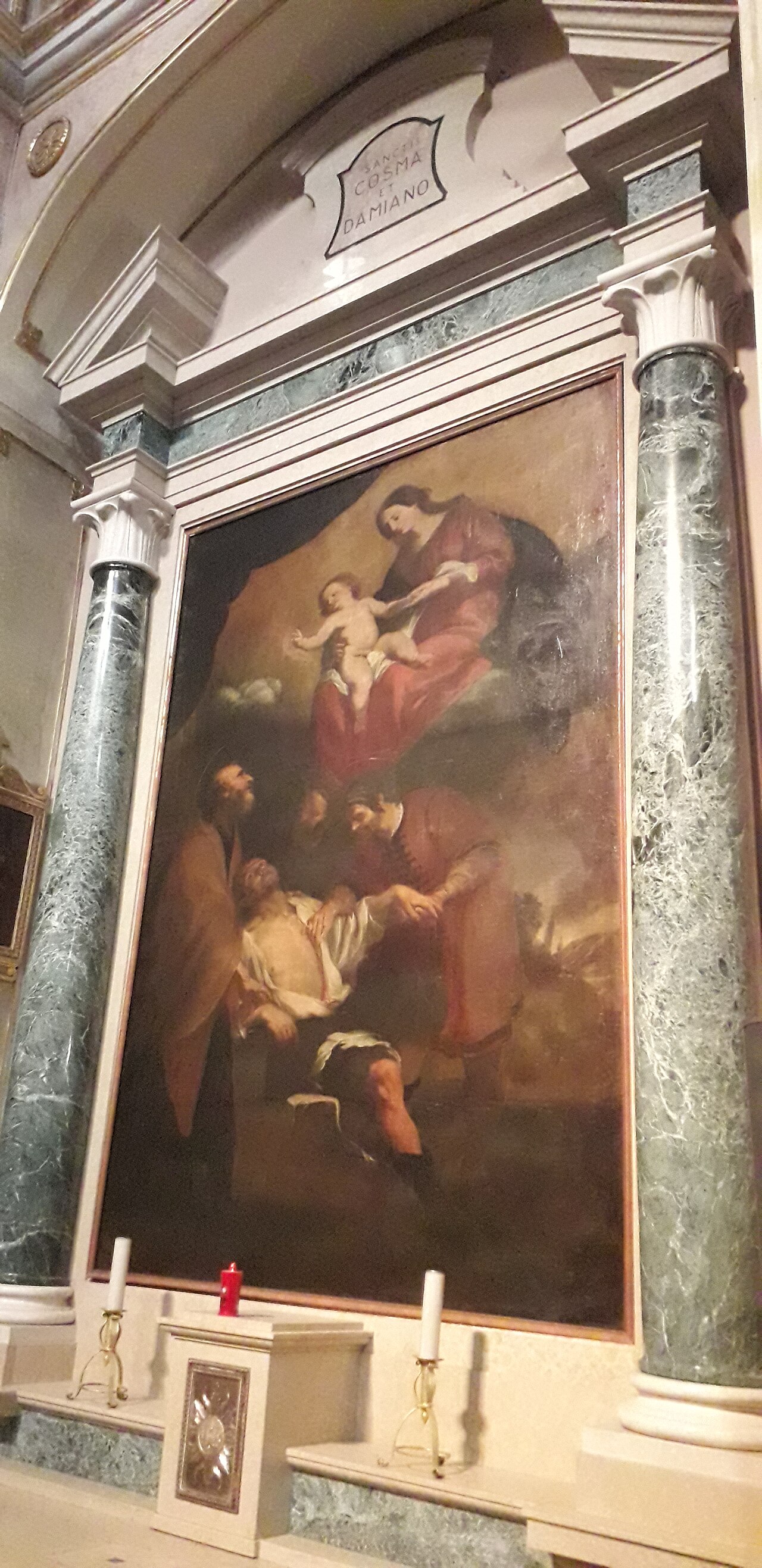 Madonna and Child with Saints Cosmas and Damian by Orazio de Ferrari