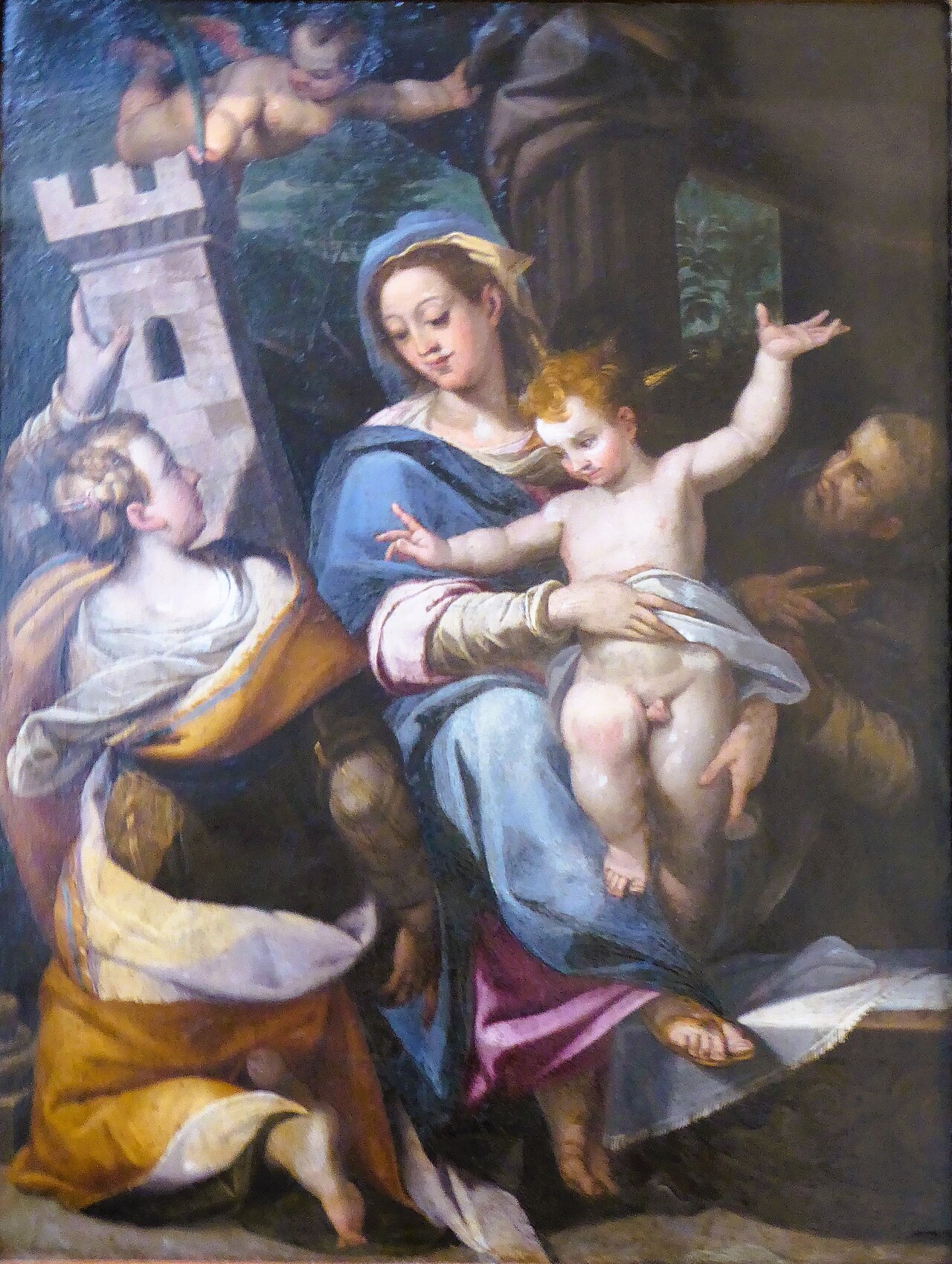 The Virgin and the Child, Saint Barbe, Saint Raymond de Penyafort by Orazio Samacchini
