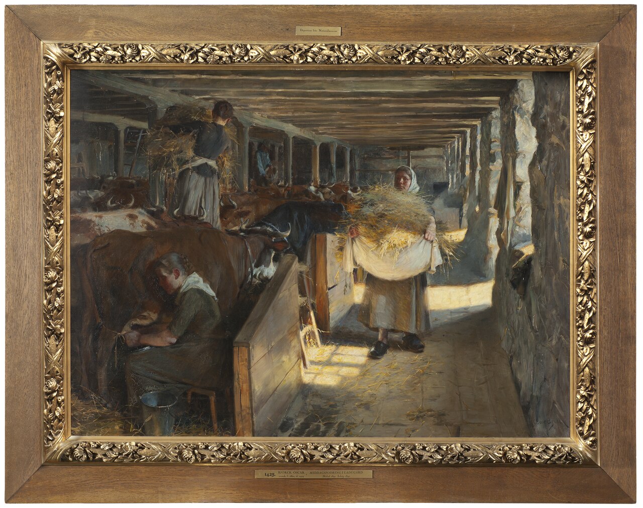 Feeding Time in a Cow-Shed by Oscar Björck