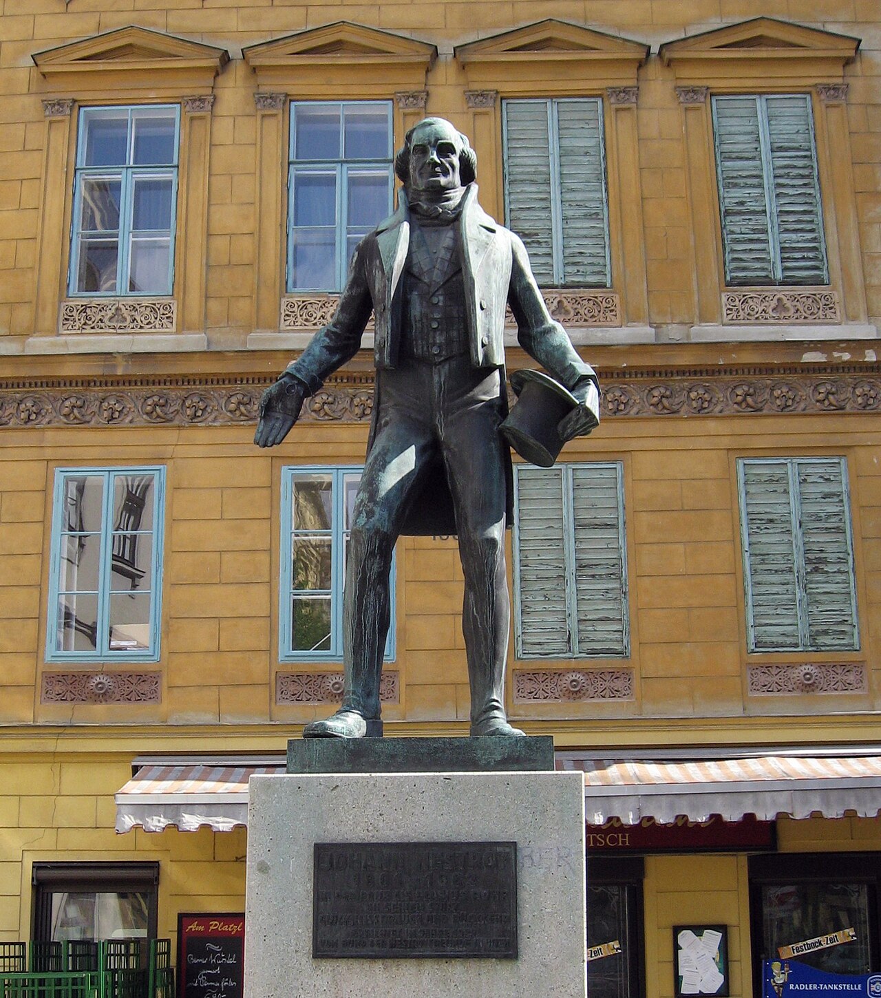 Nestroydenkmal, Praterstraße by Oskar Thiede