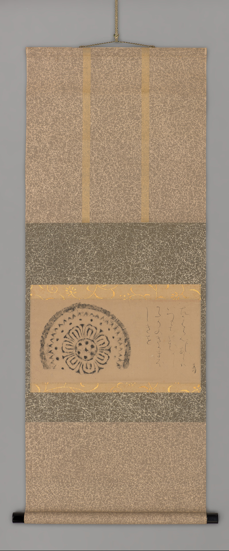 Lotus Roof Tile Rubbing with Waka by Ōtagaki Rengetsu