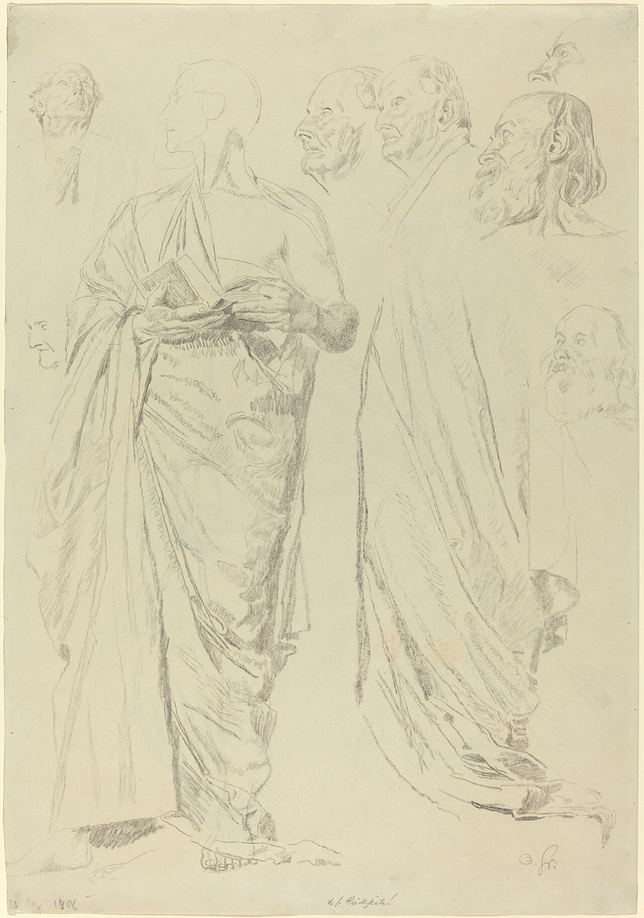 Studies of Men in Togas [recto] by Otto Greiner