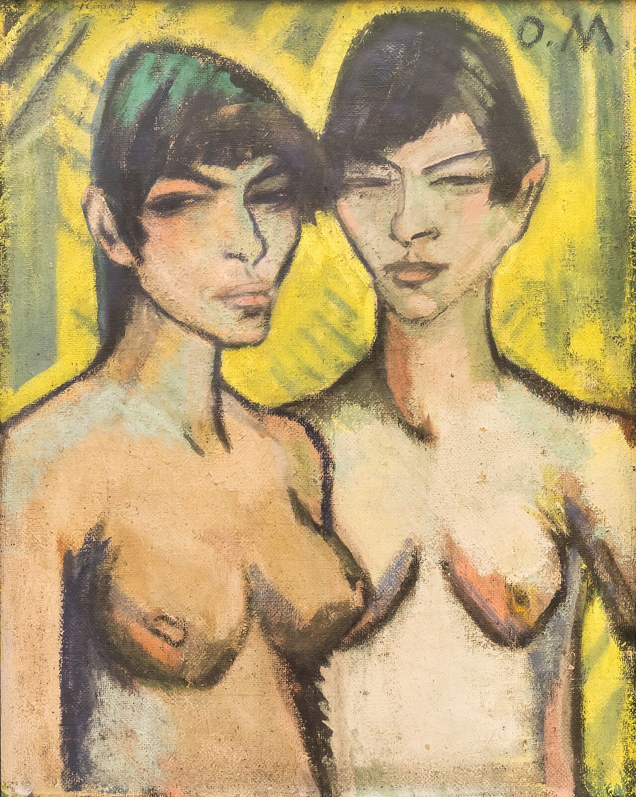 Half-Length Portrait of Two Nude Women by Otto Mueller
