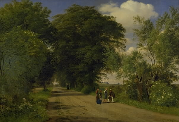 A Country Road near Vognserup Manor, Zealand. The Painter J.Th. Lundbye Sketching by the Roadside by P. C. Skovgaard