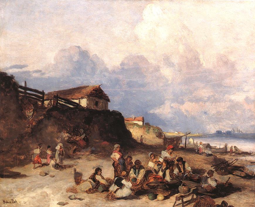 Scene by the River Tisza by Pál Böhm
