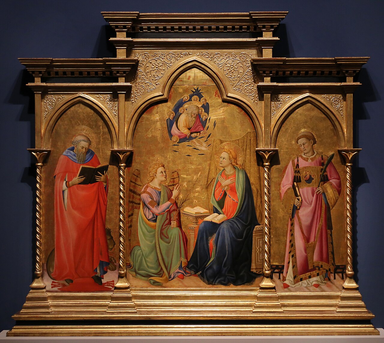 Parts of a triptych: Annunciation and saints Jerome and Lawrence by Paolo Schiavo