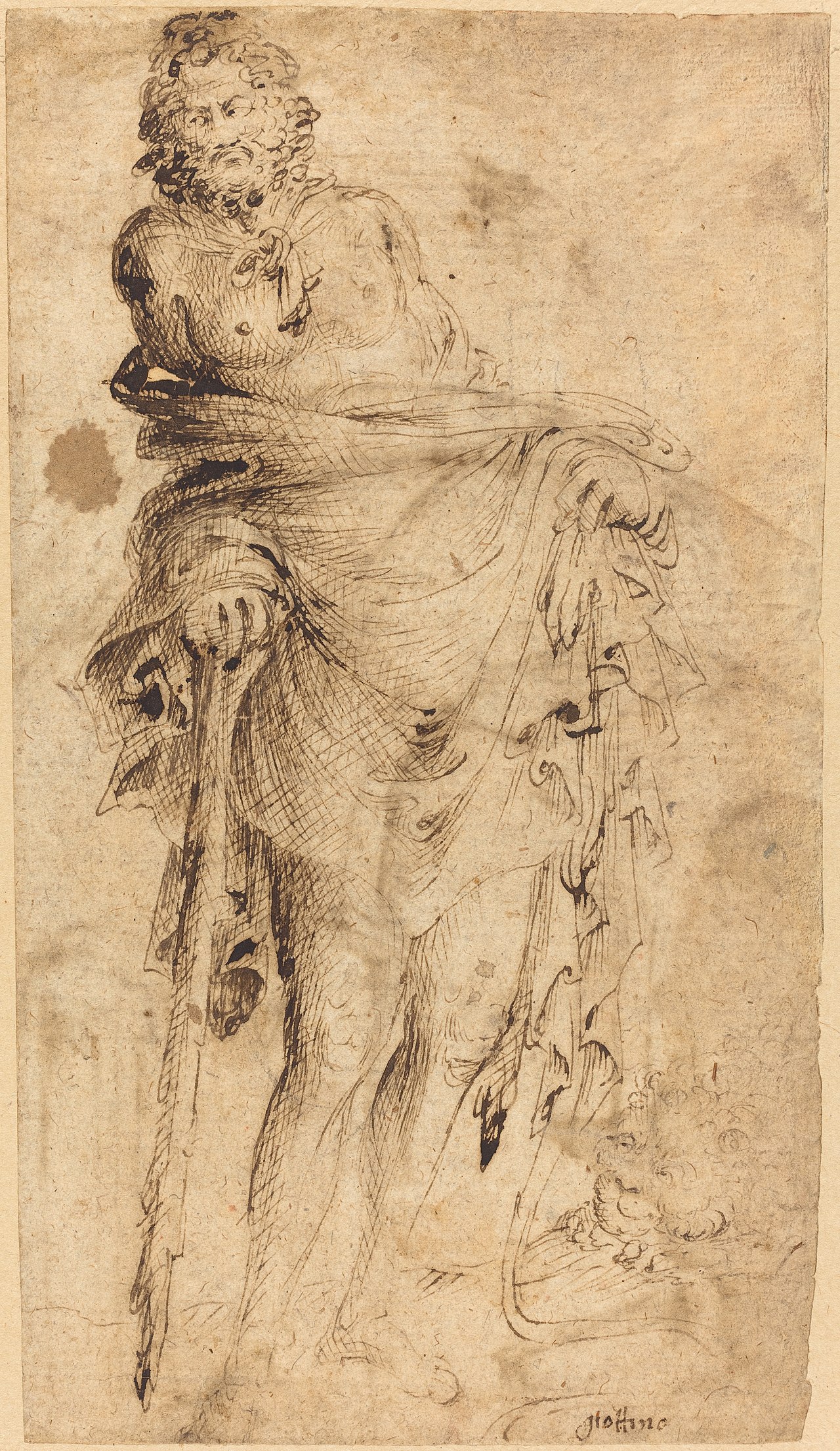 Hercules Leaning on His Club [recto] by Parri Spinelli
