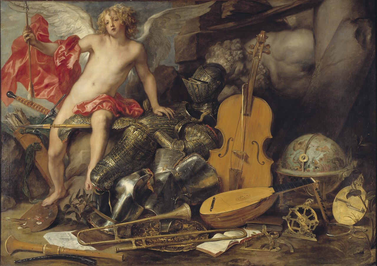 Triumphant Cupid among Emplems of Art and War by Paul de Vos