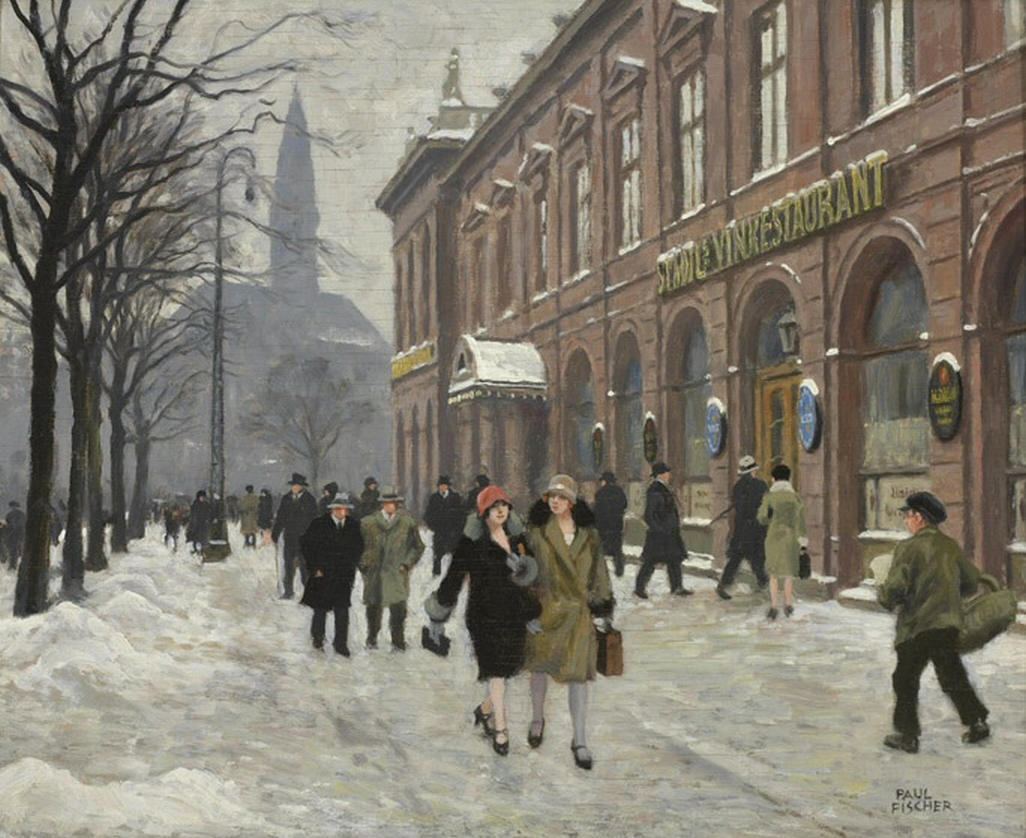 Wintry Street Scene in Copenhagen by Paul Fischer