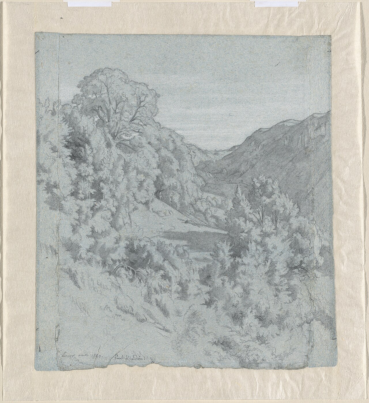 Sunlit Trees in a Valley near Lacoux by Paul Flandrin