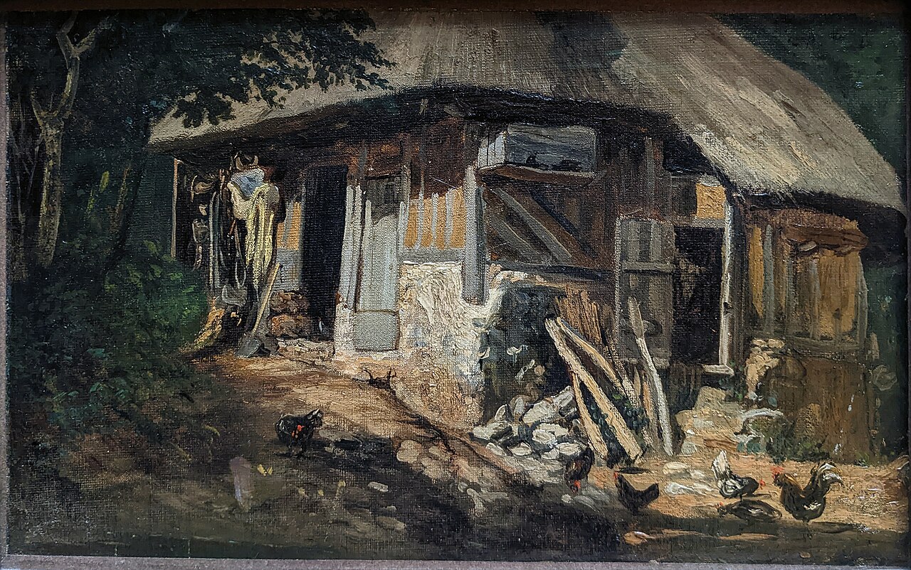 Normandy thatched cottage, Old Trouville by Paul Huet