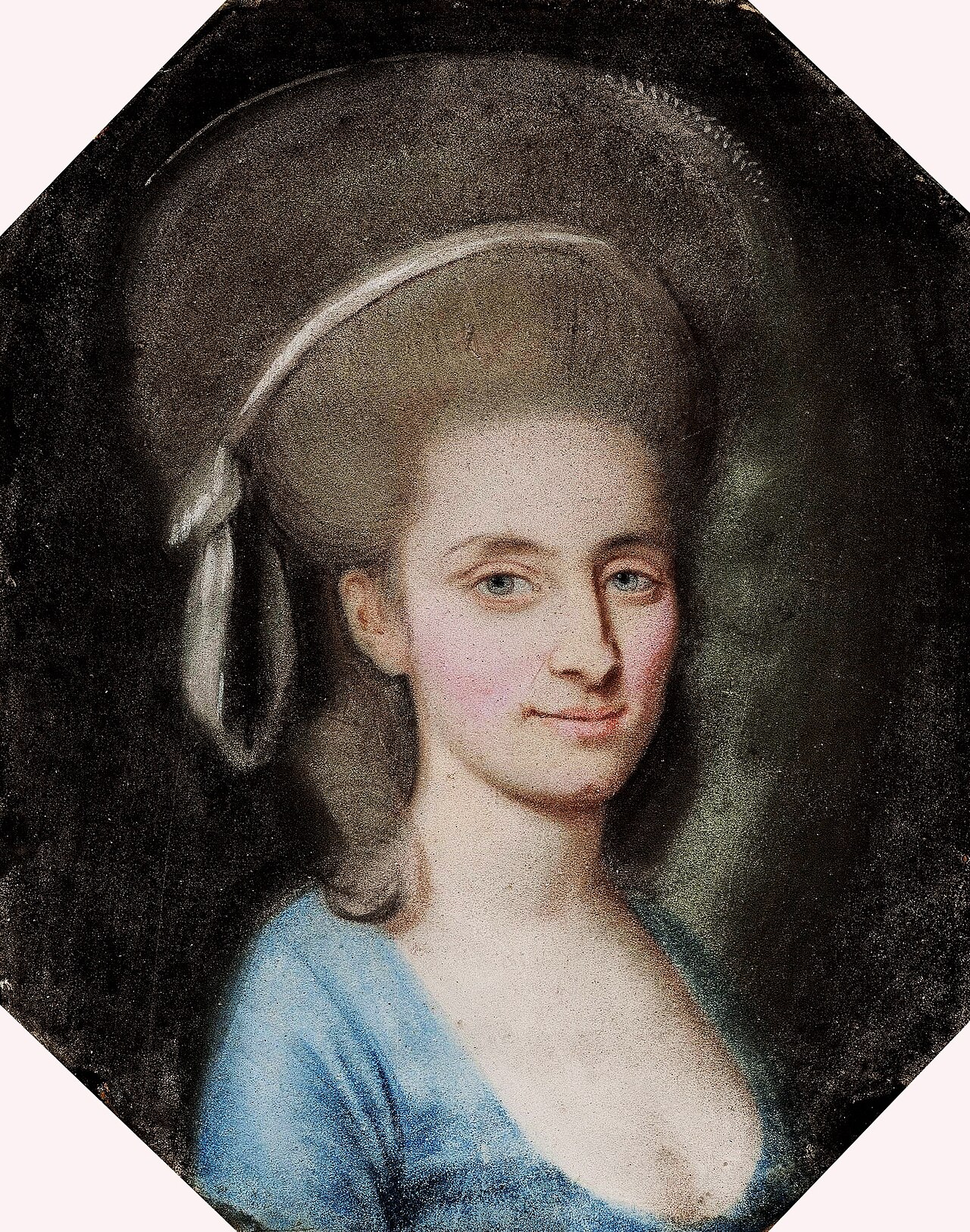 Portrait of a lady in a blue dress. by Paul Joseph Bardou