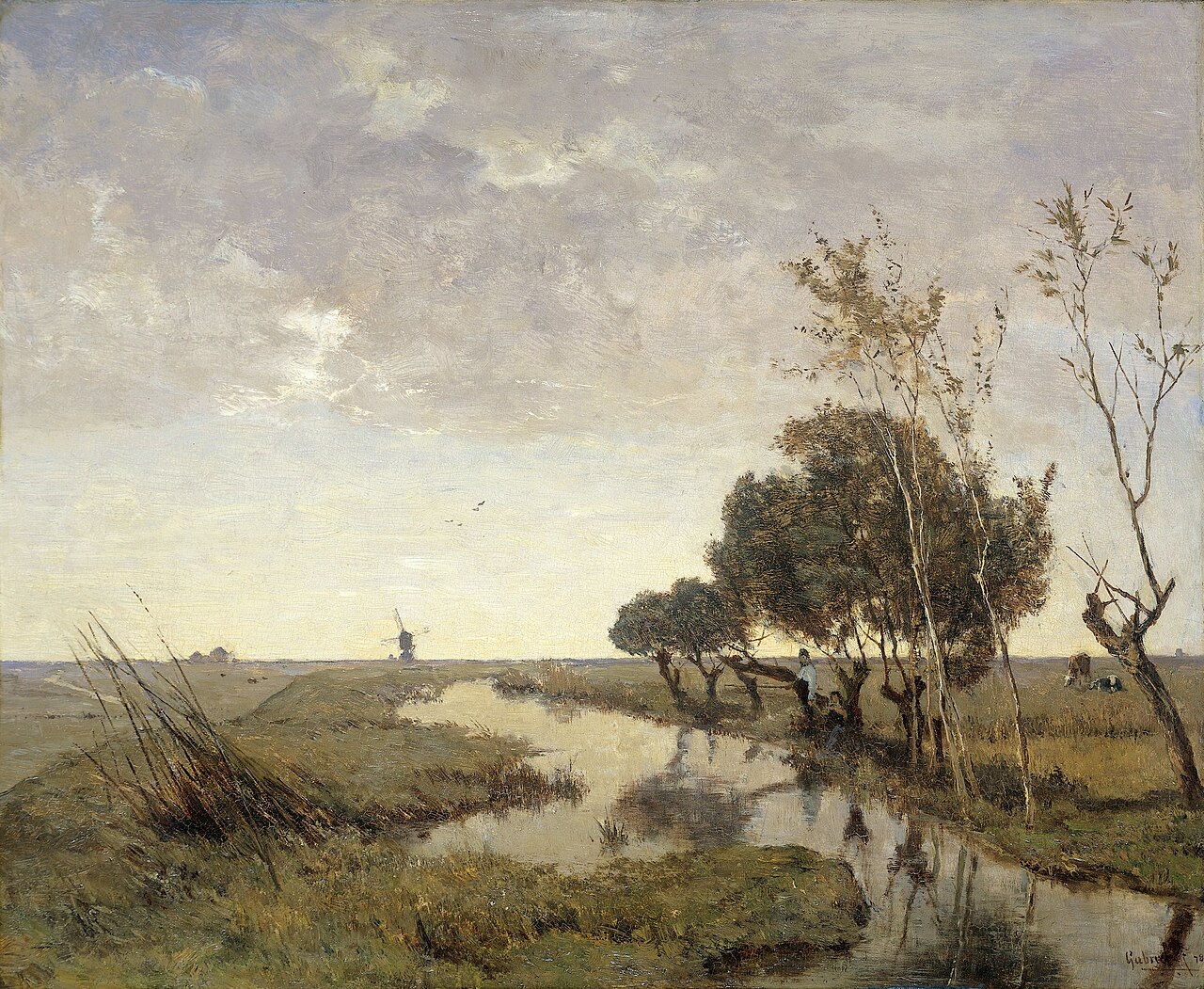 Landscape with windmill at Abcoude by Paul Joseph Constantin Gabriël