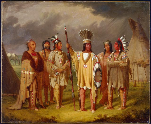 Big Snake, Chief of the Blackfoot Indians, Recounting his War Exploits to Five Subordinate Chiefs by Paul Kane