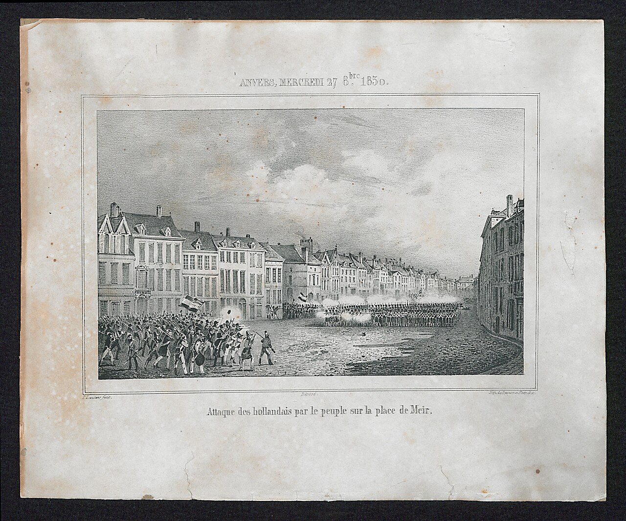 Aanval van het volk op de Nederlandse troepen op de Meir op 27 oktober 1830 by Paul Lauters