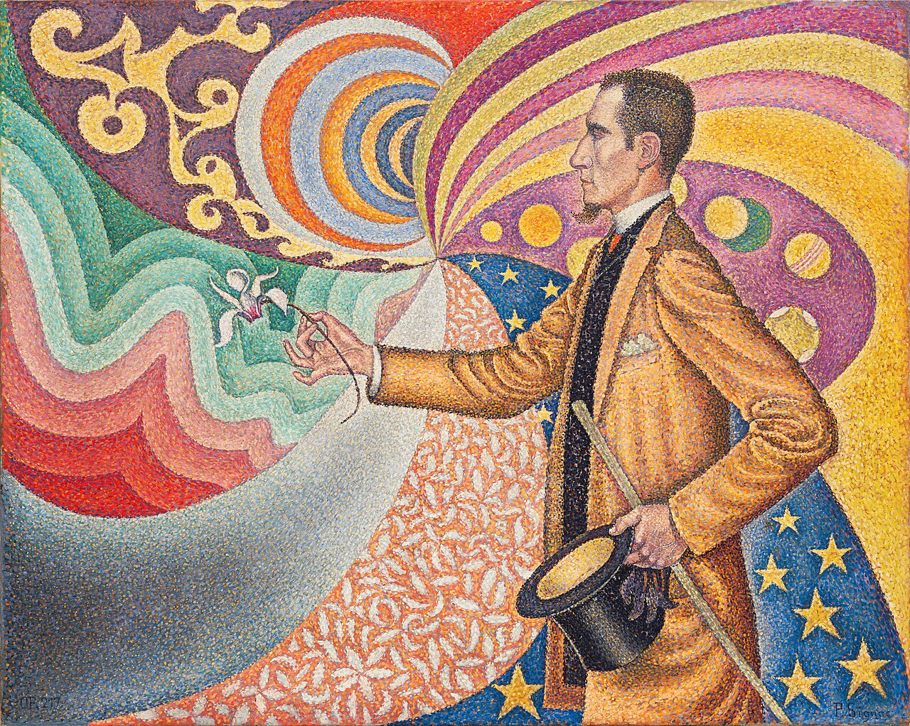 Opus 217. Against the Enamel of a Background Rhythmic with Beats and Angles, Tones, and Tints, Portrait of M. Félix Fénéon in 1890 by Paul Signac